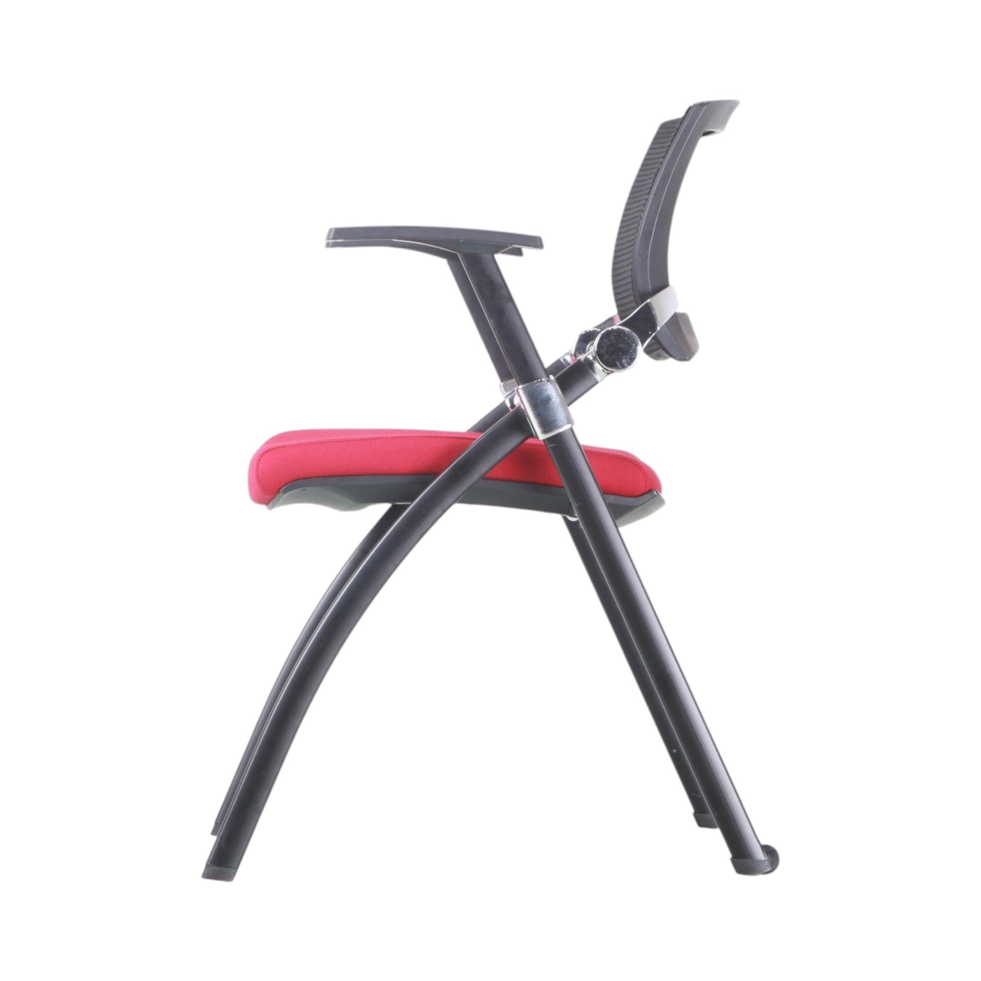 Xiaoyaozuo office chair modern red mesh back conference chair with black frame and armrests.