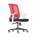 Xiaoyaozuo office chair: modern red mesh back ergonomic office chair with black seat and white armrests on casters.