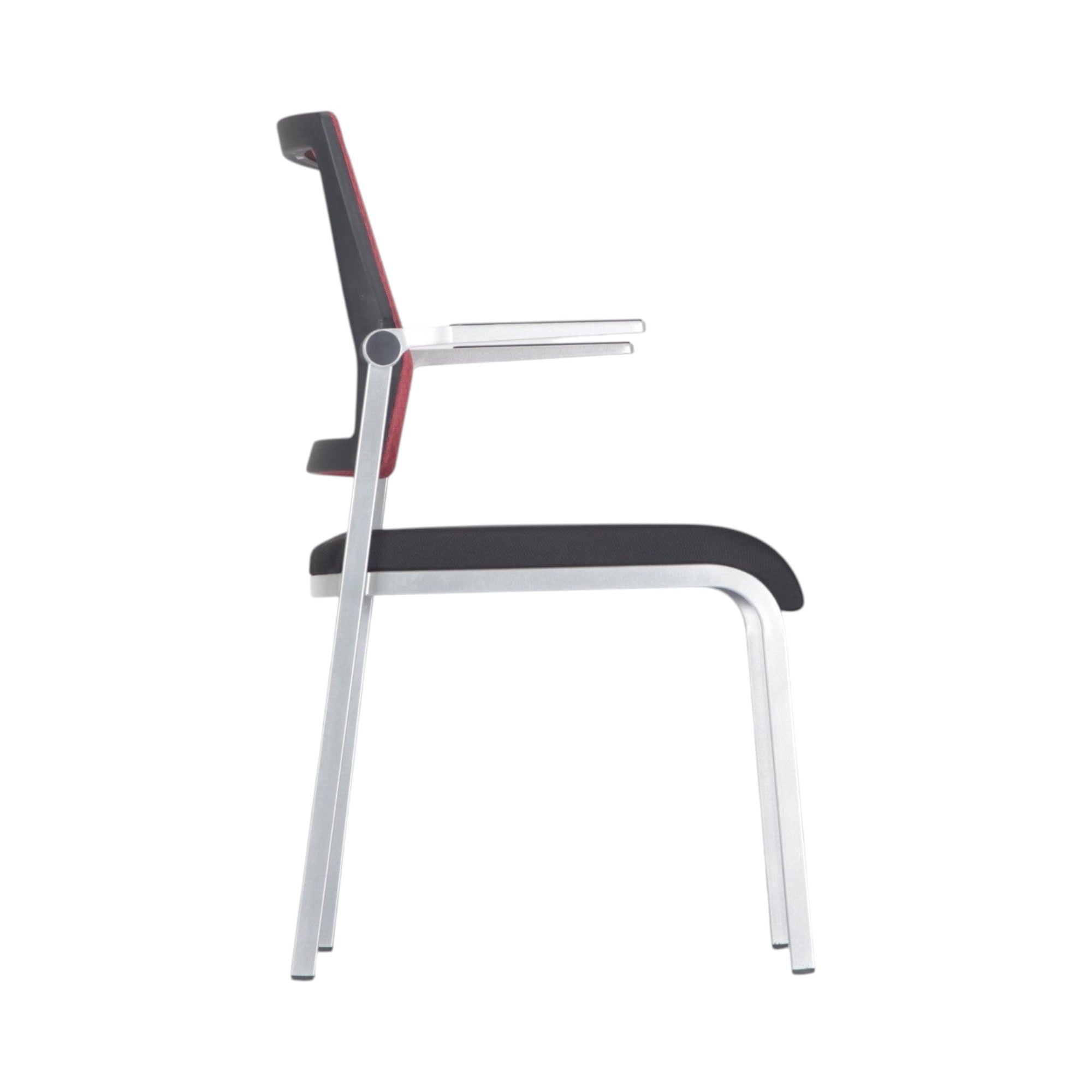 Xiaoyaozuo office chair: modern red mesh back guest chair with black padded seat and silver metal frame.