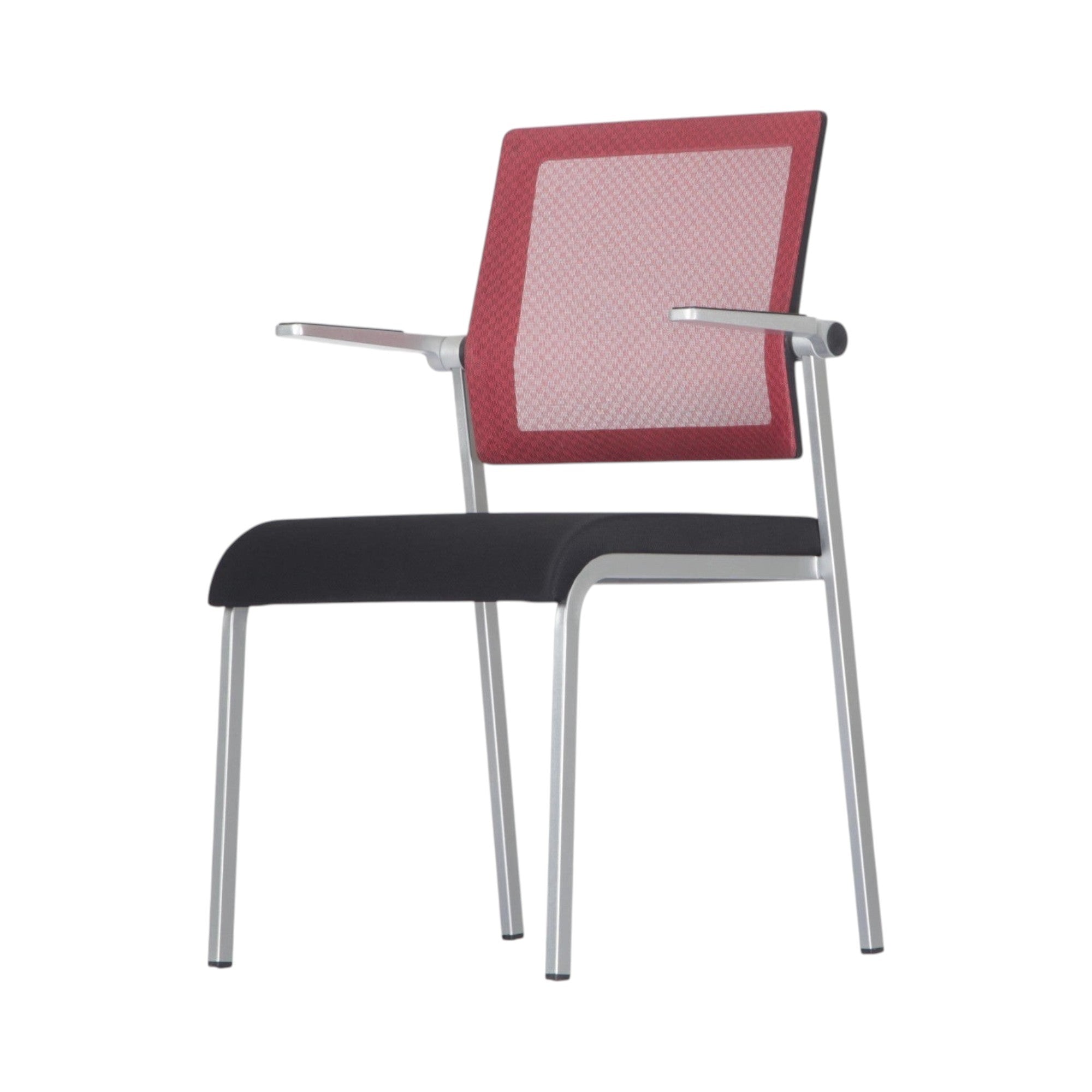 Xiaoyaozuo office chair: modern red mesh back guest chair with black padded seat and silver metal frame.