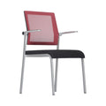 Xiaoyaozuo office chair: Modern red mesh back guest chair with black padded seat and silver metal frame.