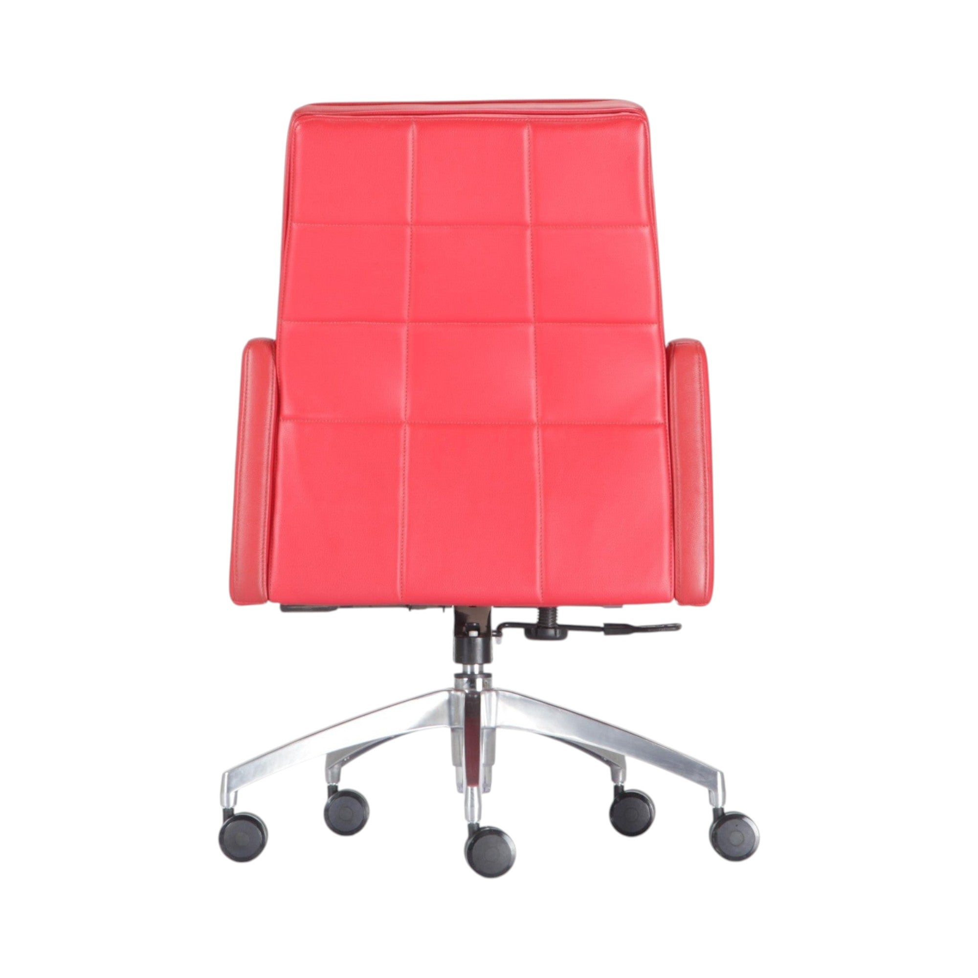 Xiaoyaozuo office chair red executive tufted chair with plush cushioning and smooth-rolling casters.