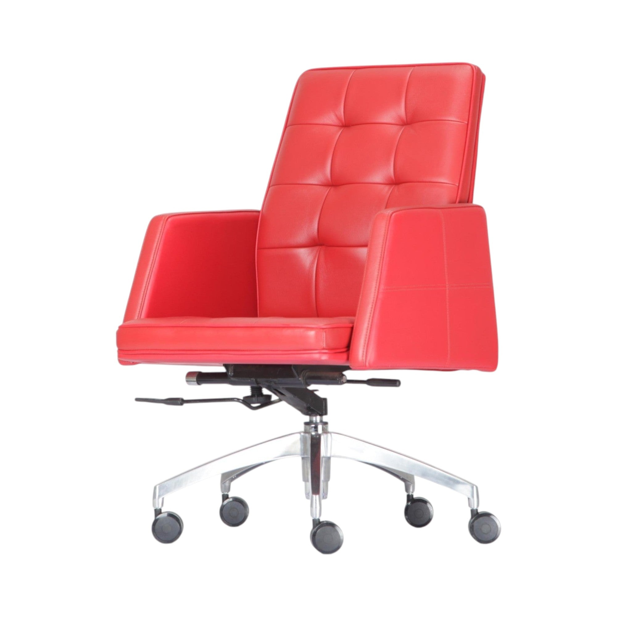 Xiaoyaozuo office chair red tufted executive office chair with adjustable height and casters