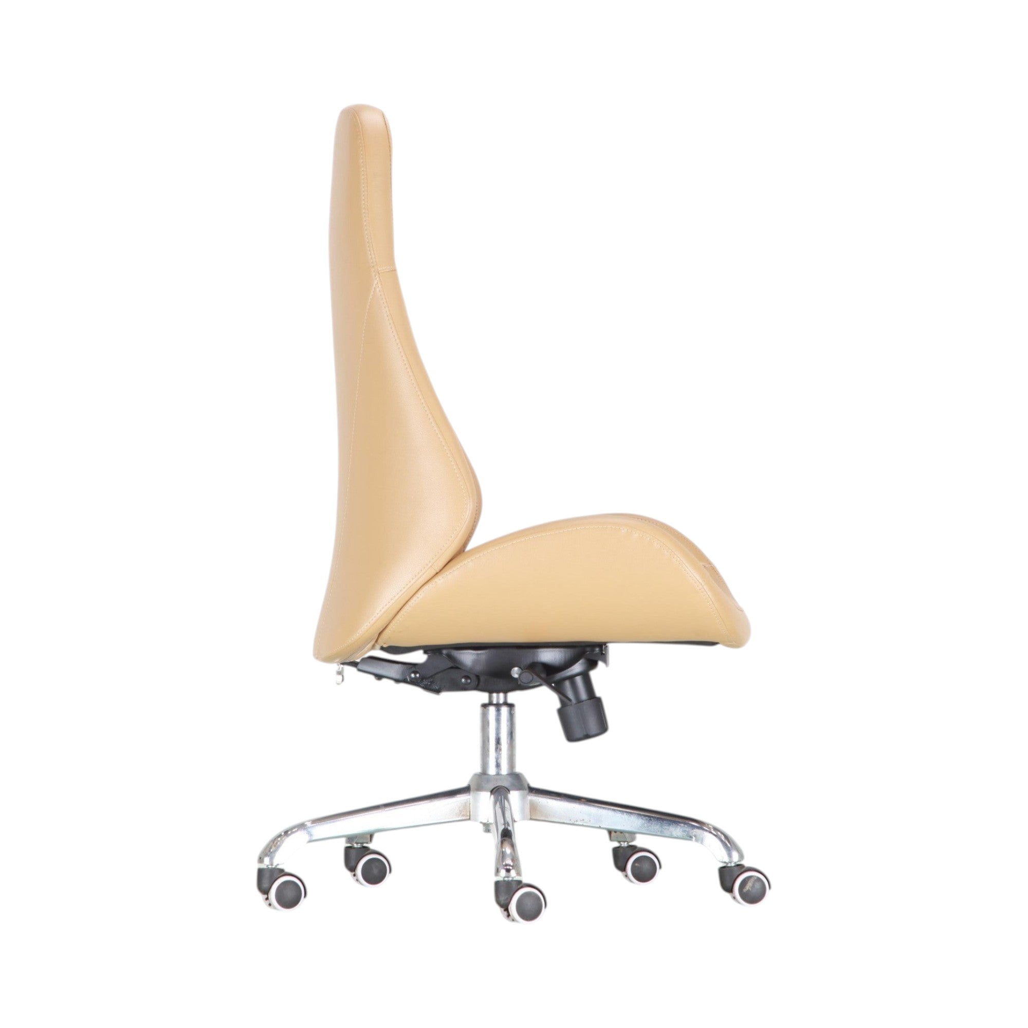 Xiaoyaozuo office chair tan faux leather executive ergonomic office chair with high back and chrome base