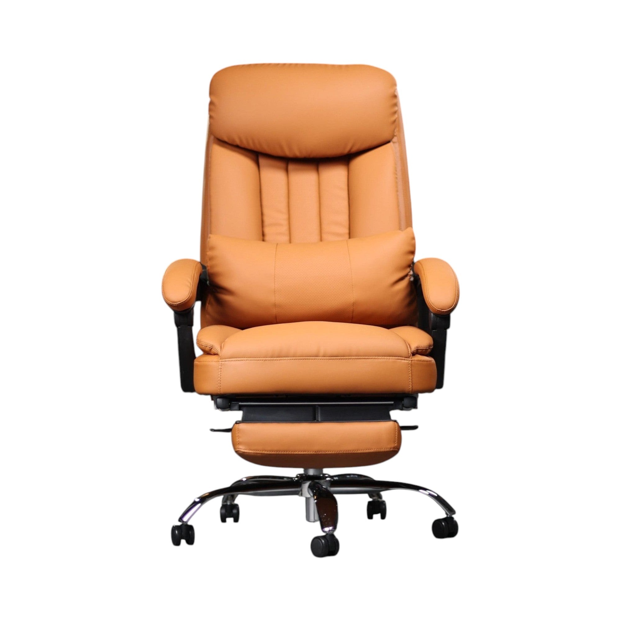 Xiaoyaozuo office chair executive ergonomic tan faux leather chair with retractable footrest and lumbar support