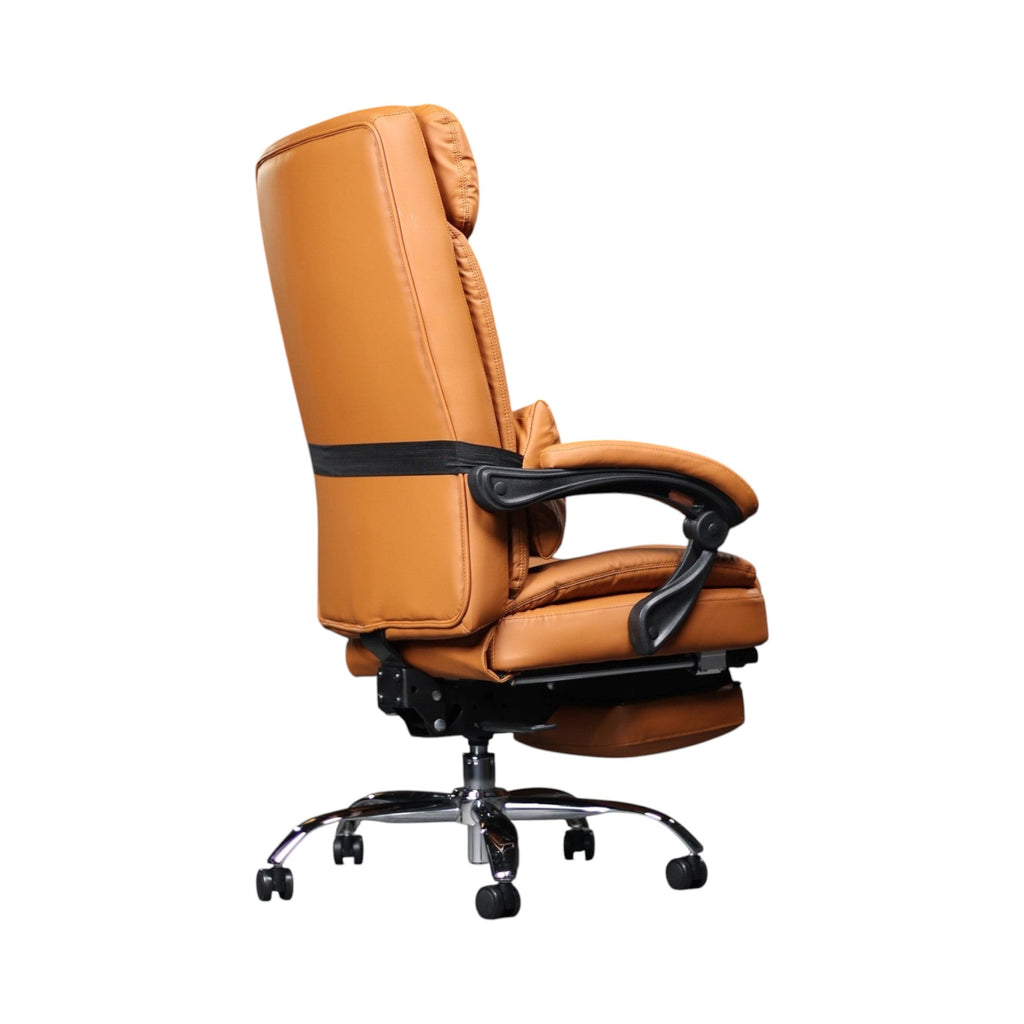 Xiaoyaozuo office chair executive ergonomic tan faux leather chair with retractable footrest and headrest