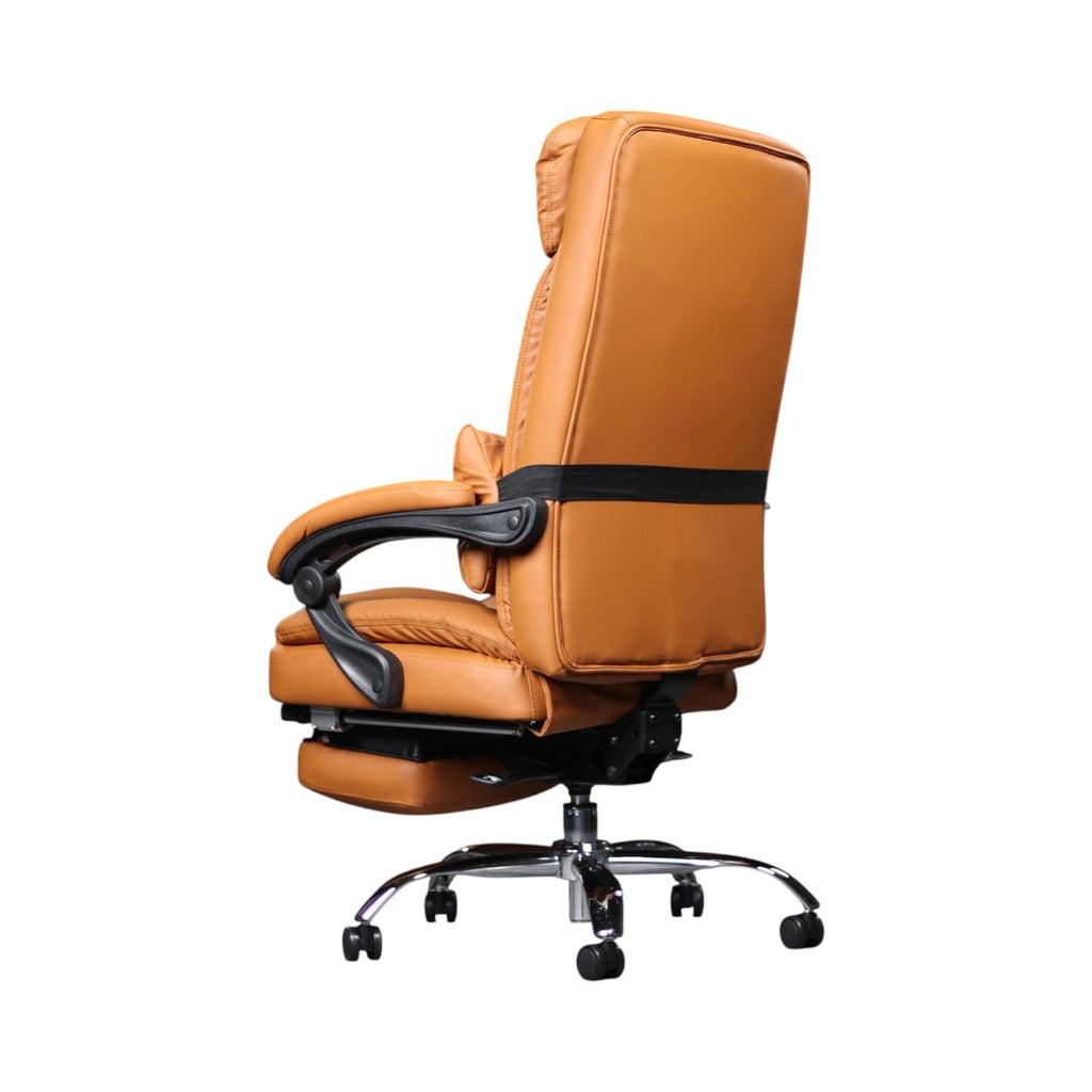 Xiaoyaozuo office chair executive ergonomic tan faux leather chair with retractable footrest and headrest
