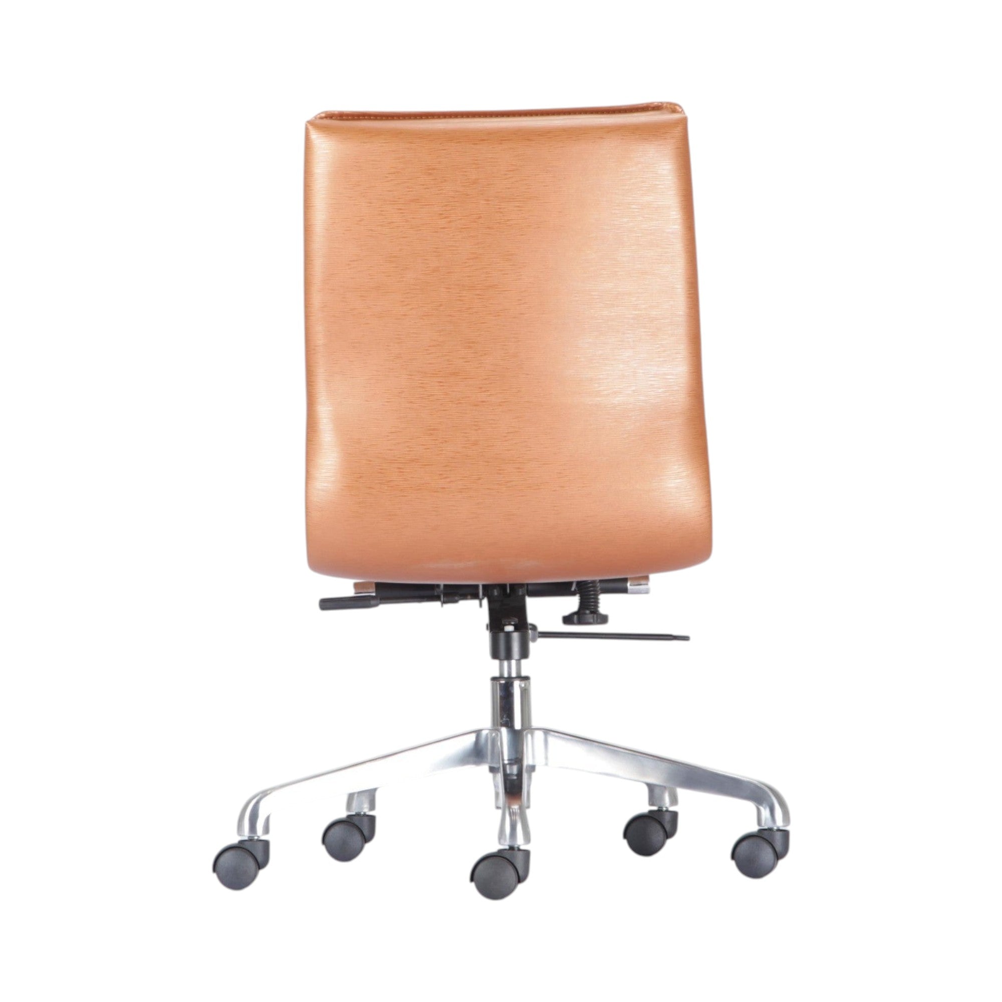 Xiaoyaozuo office chair executive chair in tan faux leather with polished chrome base and casters.