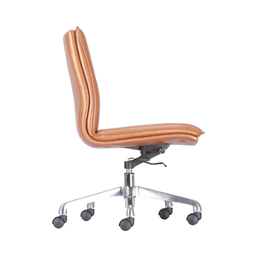 Xiaoyaozuo office chair executive chair in tan faux leather with polished chrome base and casters