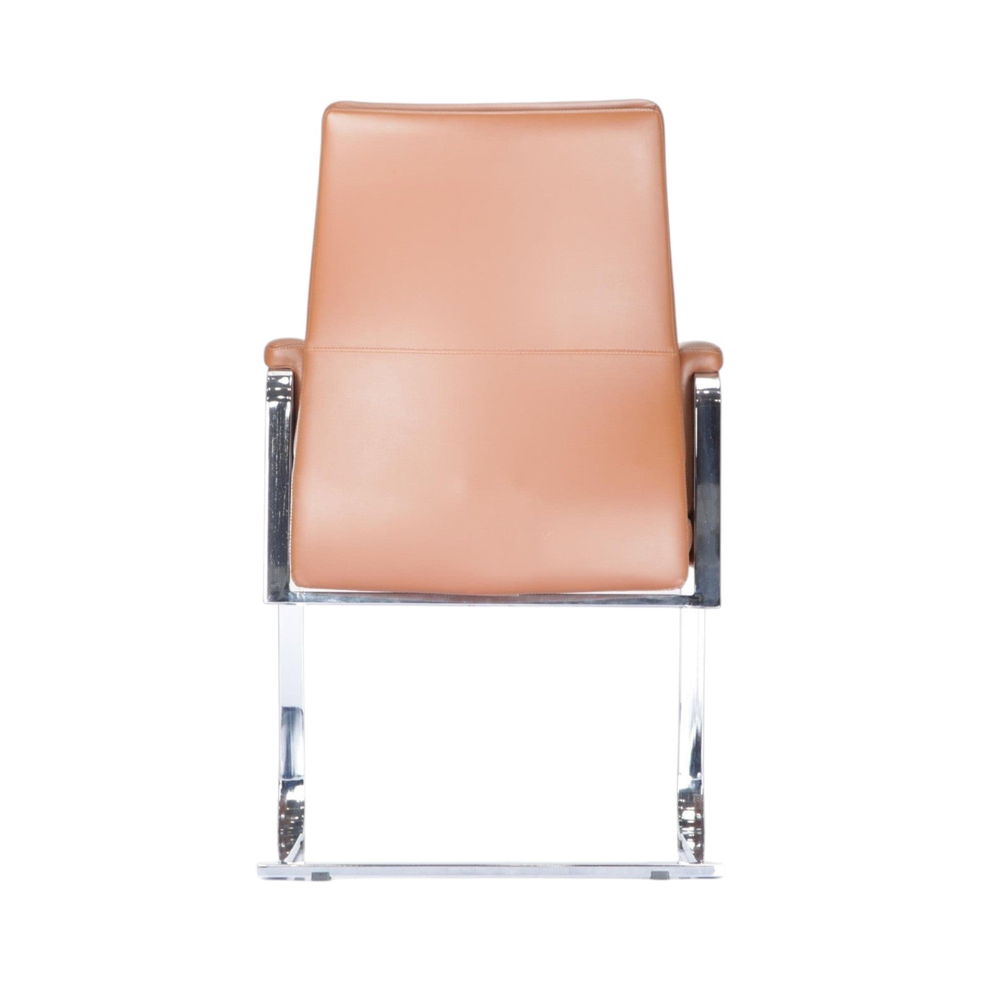 Xiaoyaozuo office chair executive guest chair in tan faux leather with polished chrome cantilever frame.