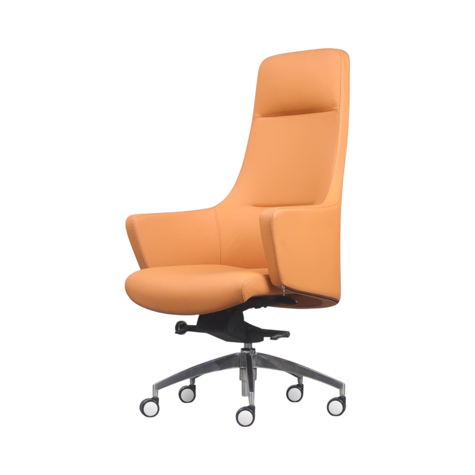 Xiaoyaozuo office chair executive high back chair in tan leather with headrest and chrome base