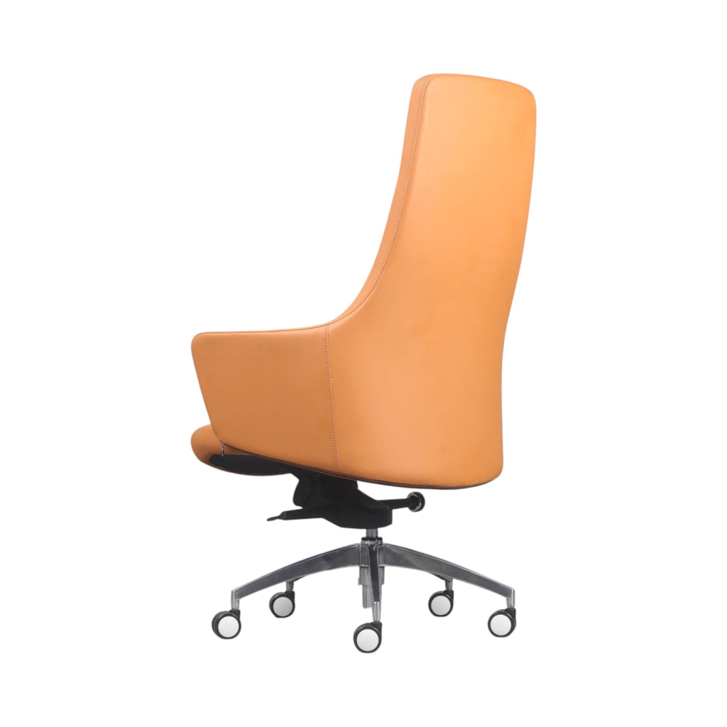 Xiaoyaozuo office chair executive high back chair in tan leather with chrome base and casters