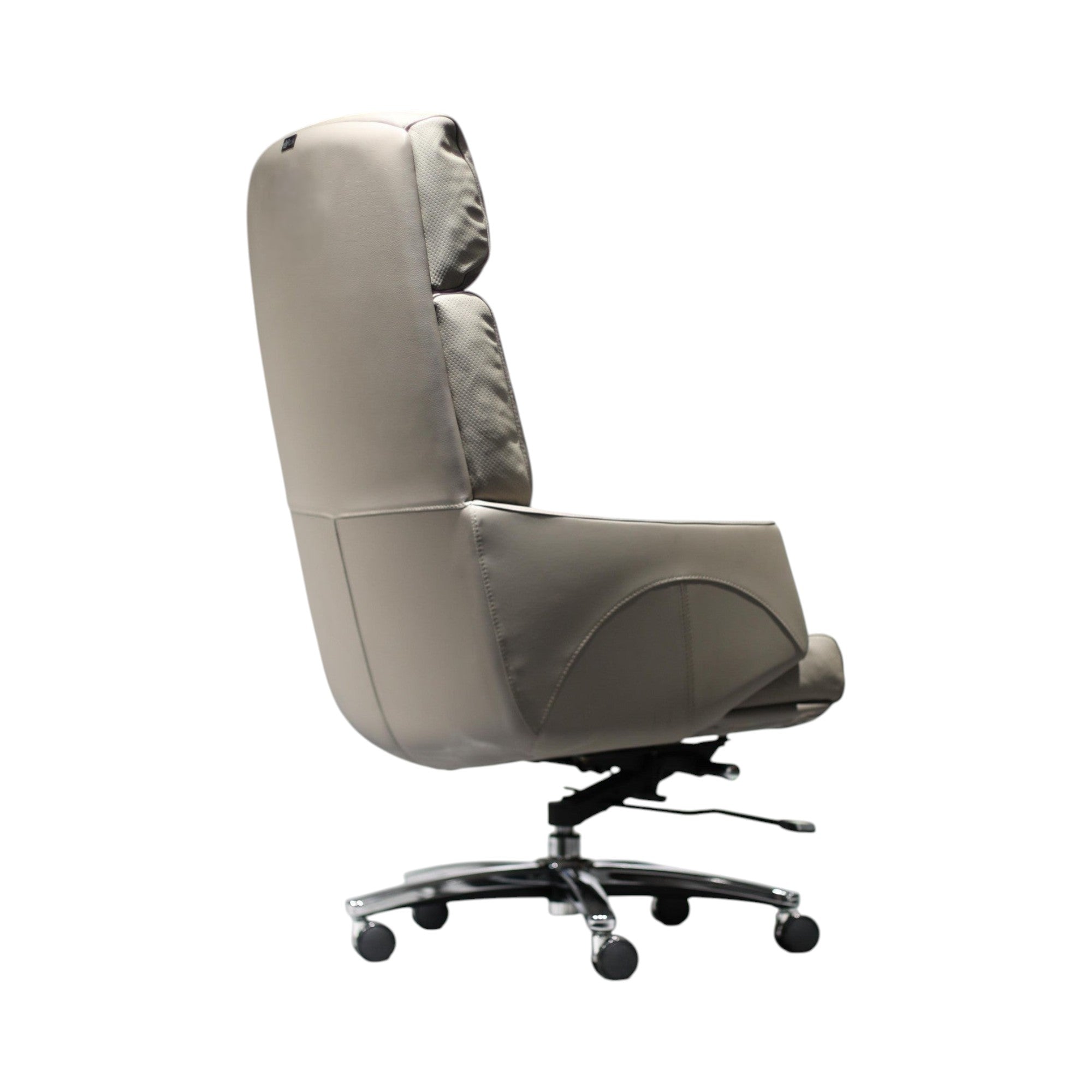 Xiaoyaozuo office chair taupe leather executive high back office chair with adjustable settings and smooth-rolling casters.