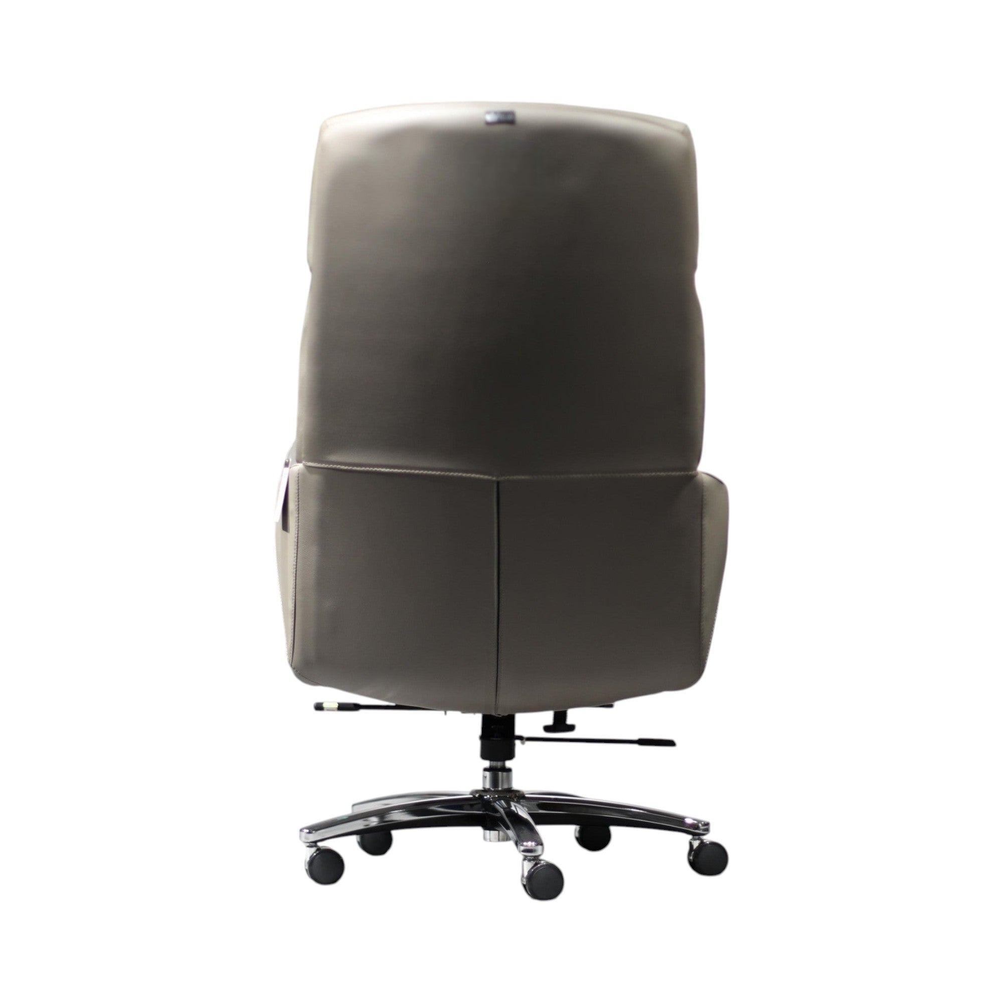 Xiaoyaozuo office chair taupe leather executive high back office chair with adjustable settings and smooth-rolling casters.