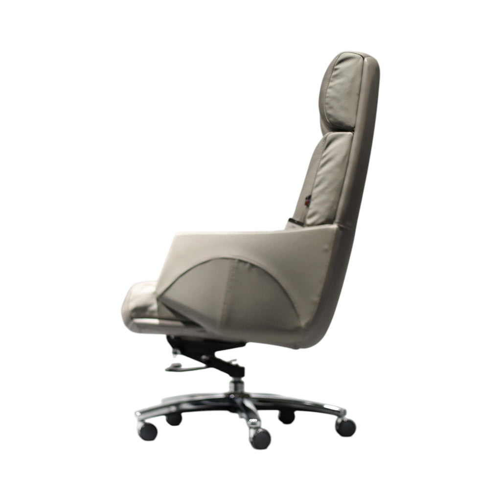 Xiaoyaozuo office chair taupe leather executive high back office chair with ergonomic design and adjustable settings.