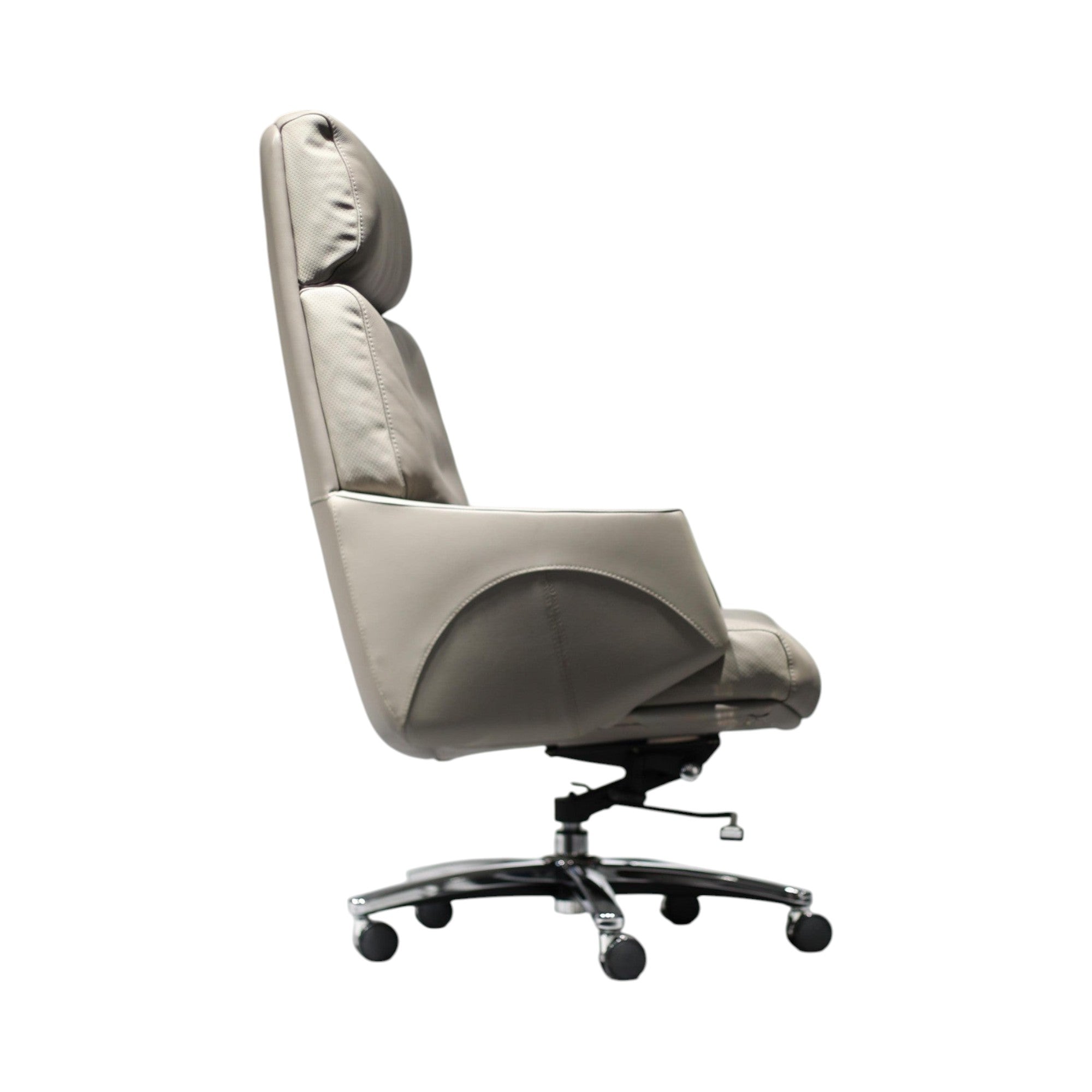 Xiaoyaozuo office chair taupe leather executive high back office chair with ergonomic design and adjustable settings.