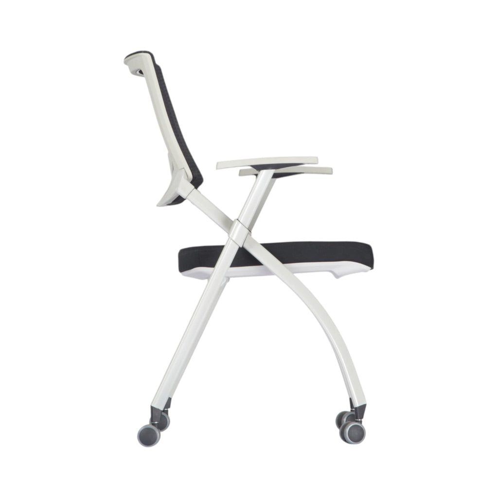 Xiaoyaozuo office chair: Modern white and black ergonomic mesh back office chair with wheels and foldable design.