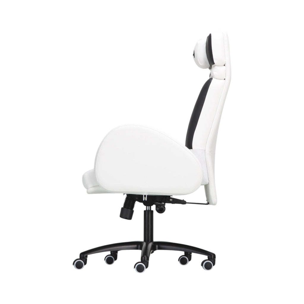 Xiaoyaozuo office chair: Ergonomic white and black high back gaming chair with adjustable height and smooth-rolling base.