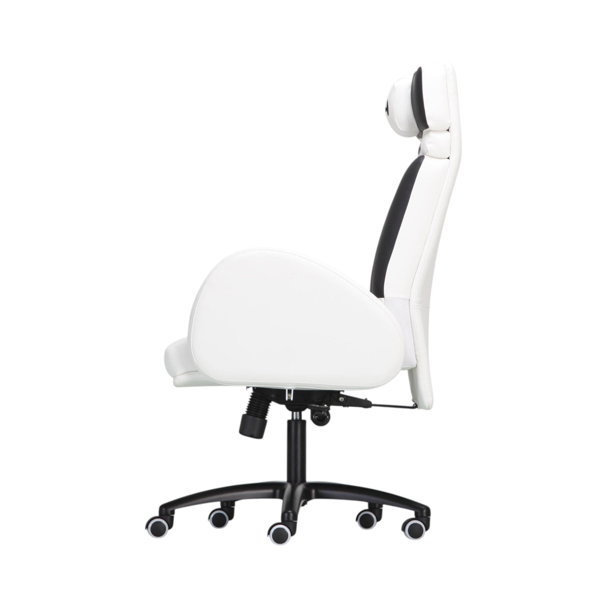 Xiaoyaozuo office chair: Ergonomic white and black high back gaming chair with adjustable height and smooth-rolling base.