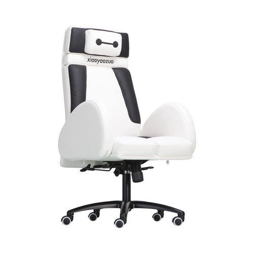 Xiaoyaozuo office chair: Ergonomic white and black gaming chair with plush cushioning and adjustable height. Features a distinctive Baymax-inspired headrest.