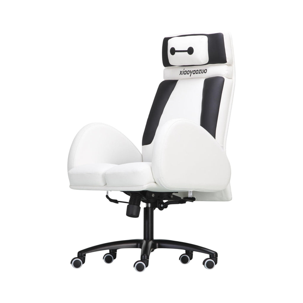 Xiaoyaozuo office chair: Ergonomic white and black gaming chair with high back, plush cushioning, and adjustable features. Inspired by Baymax.