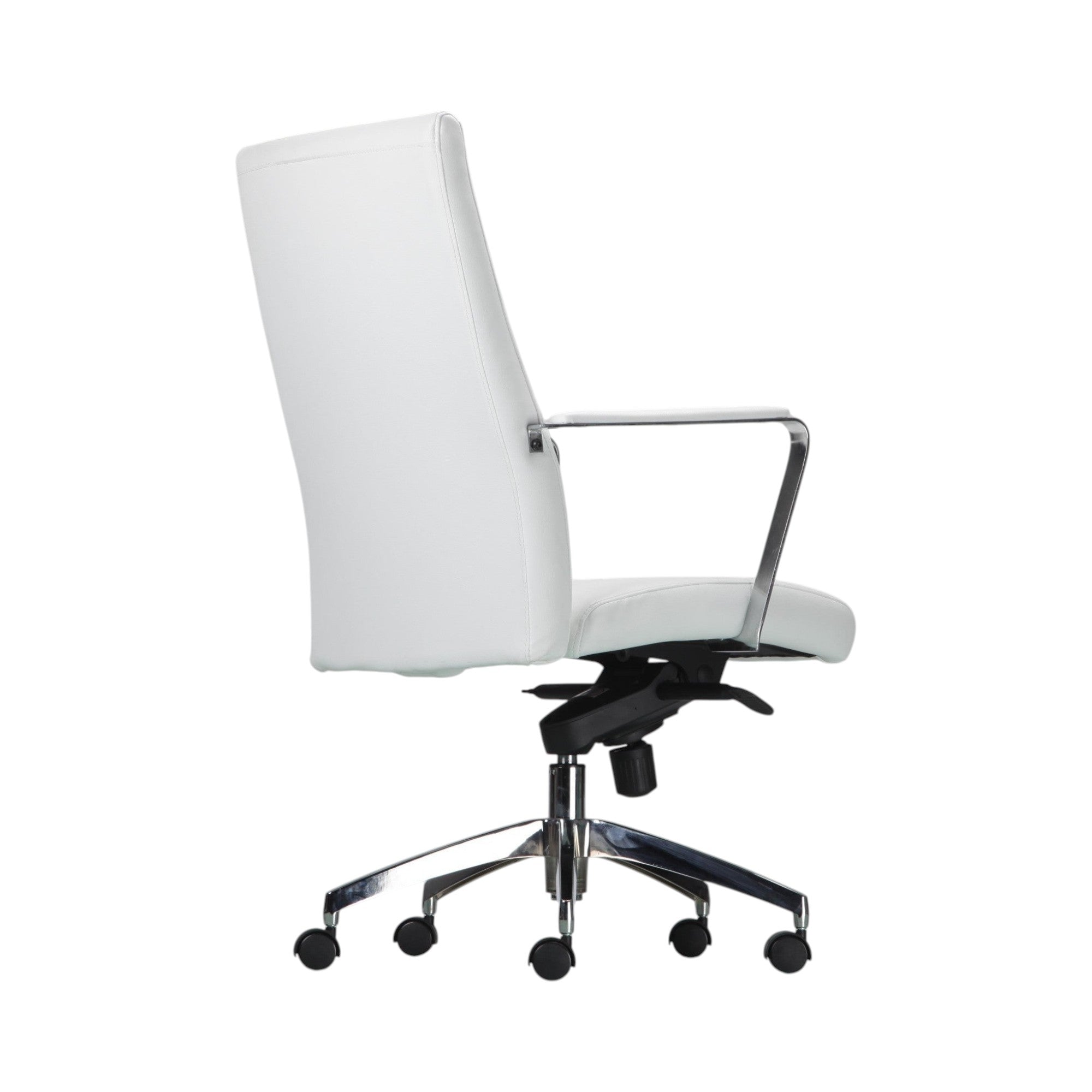 Xiaoyaozuo office chair white faux leather executive chair with chrome armrests and five-wheel base