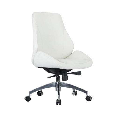 Xiaoyaozuo office chair: white faux leather ergonomic executive chair with high back, contoured seat, and casters.
