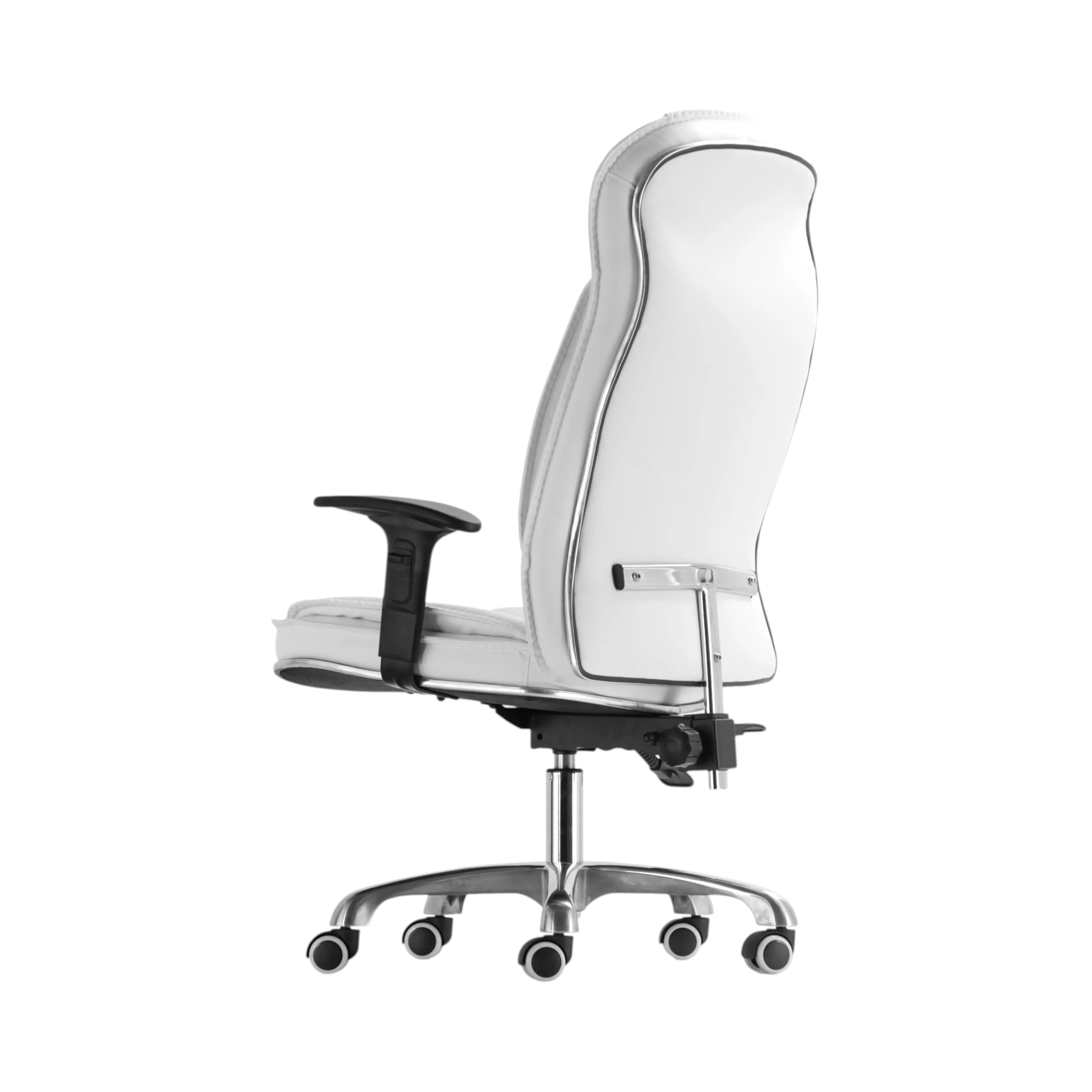 Xiaoyaozuo office chair white faux leather executive high back chair with chrome base and casters