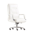 Xiaoyaozuo office chair executive high back chair in white faux leather with chrome accents and aluminum base.