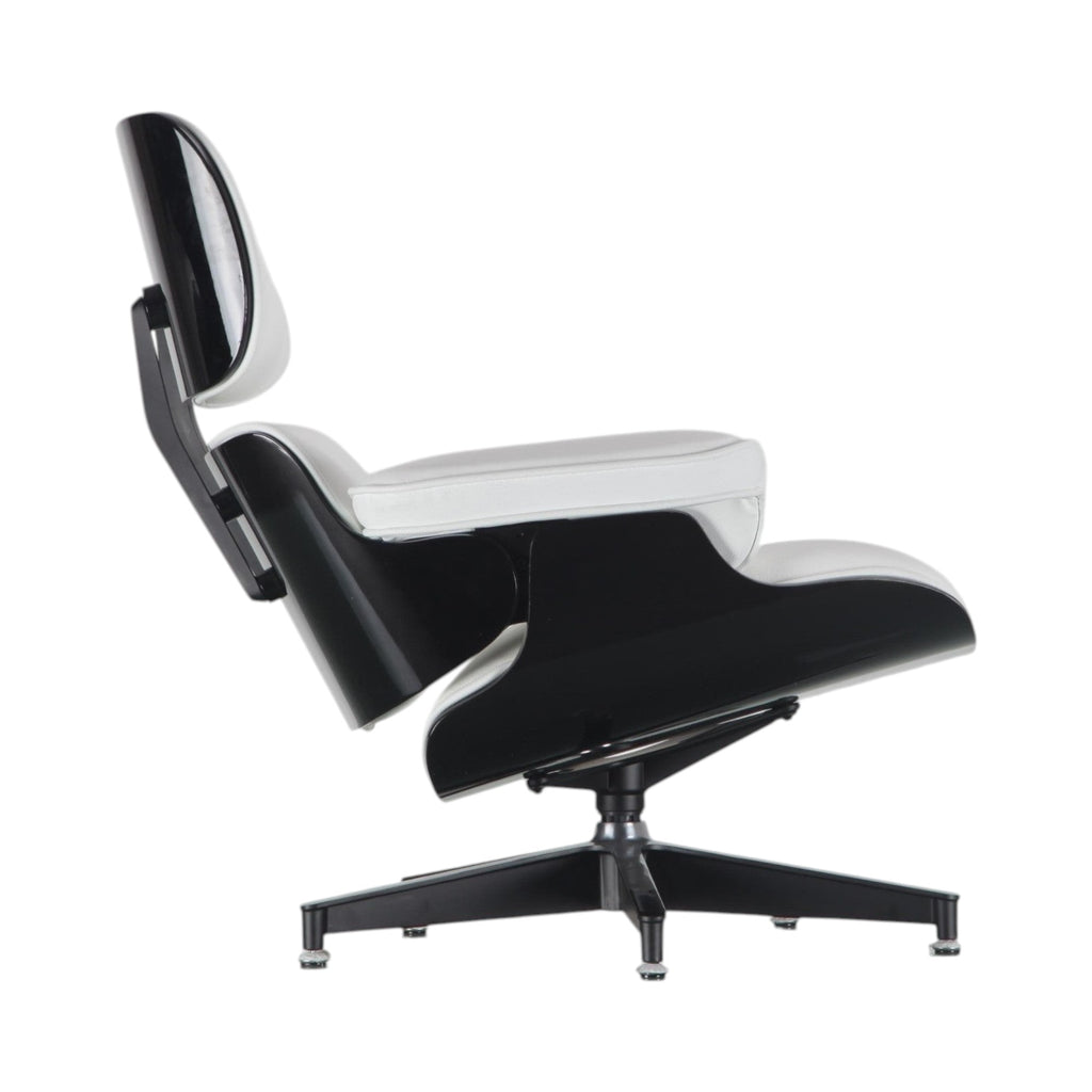Xiaoyaozuo office chair modern white leather executive lounge chair with black base and adjustable feet