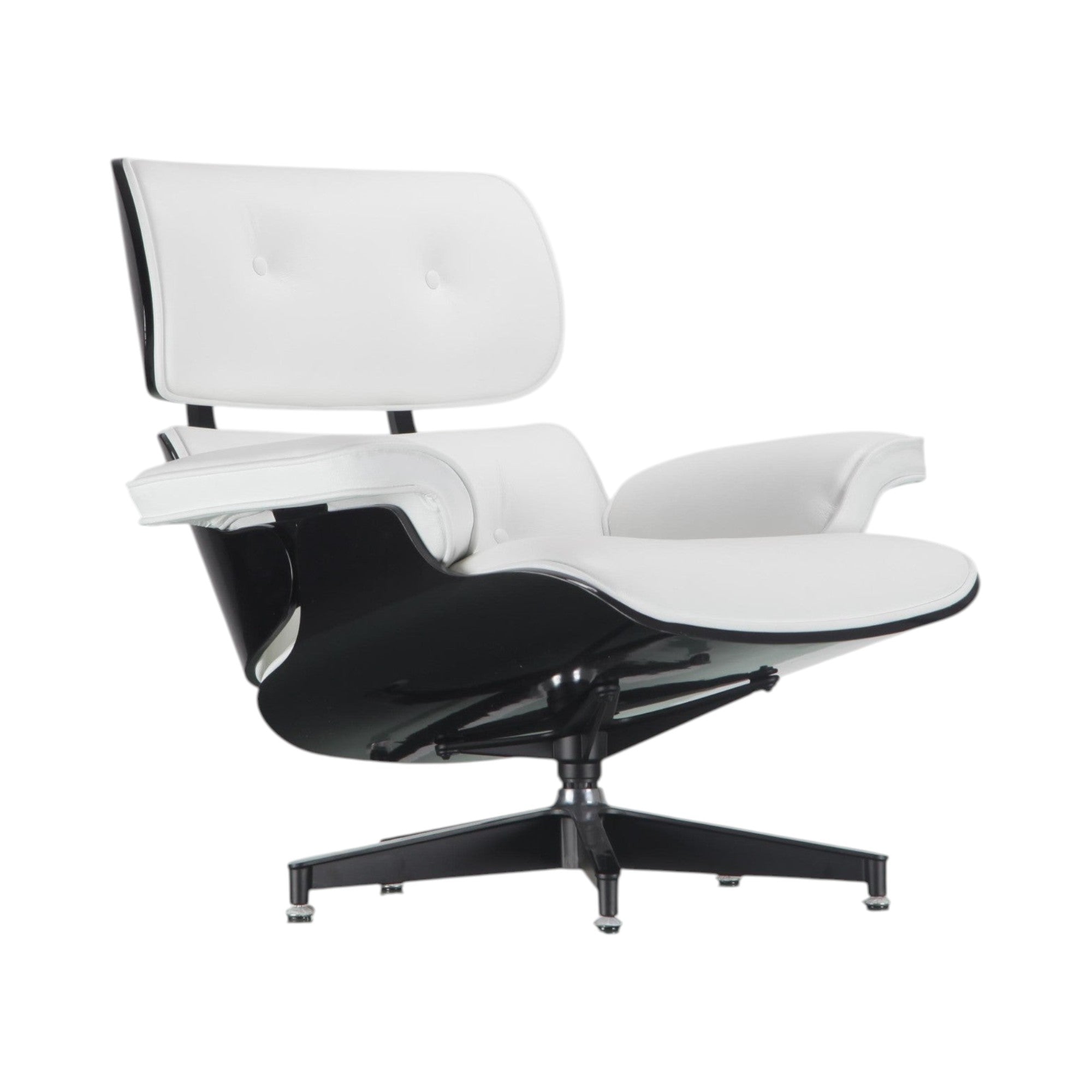 Xiaoyaozuo office chair modern white leather executive lounge chair with black base and tufted backrest.