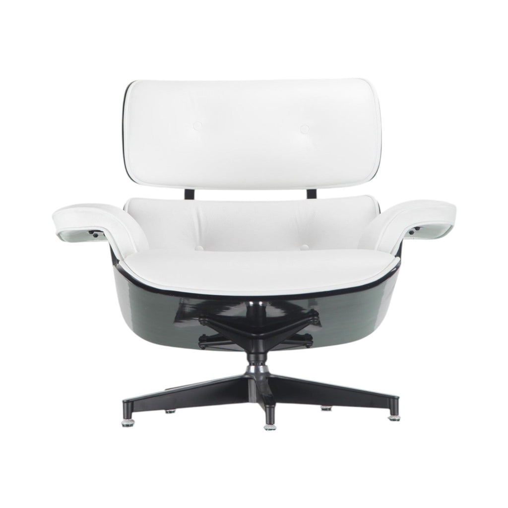 Xiaoyaozuo office chair modern white leather executive lounge chair with black base and tufted seat.