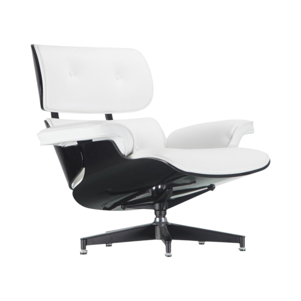 Xiaoyaozuo office chair modern white leather executive lounge chair with black base and tufted backrest.