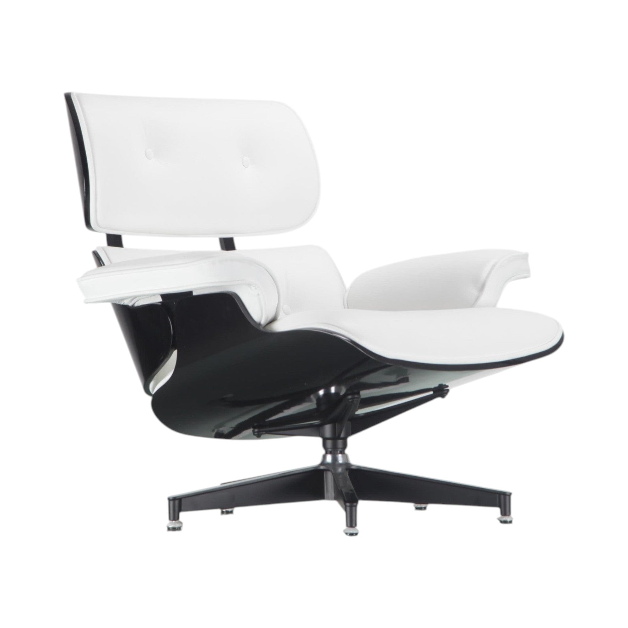 Xiaoyaozuo office chair modern white leather executive lounge chair with black base and tufted backrest.