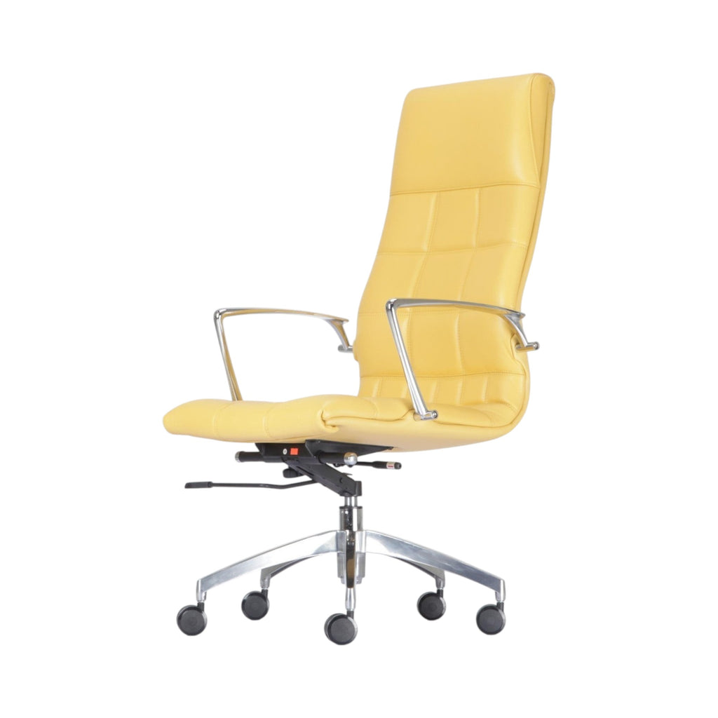 Xiaoyaozuo office chair executive high back chair in vibrant yellow with chrome accents and plush cushioning.