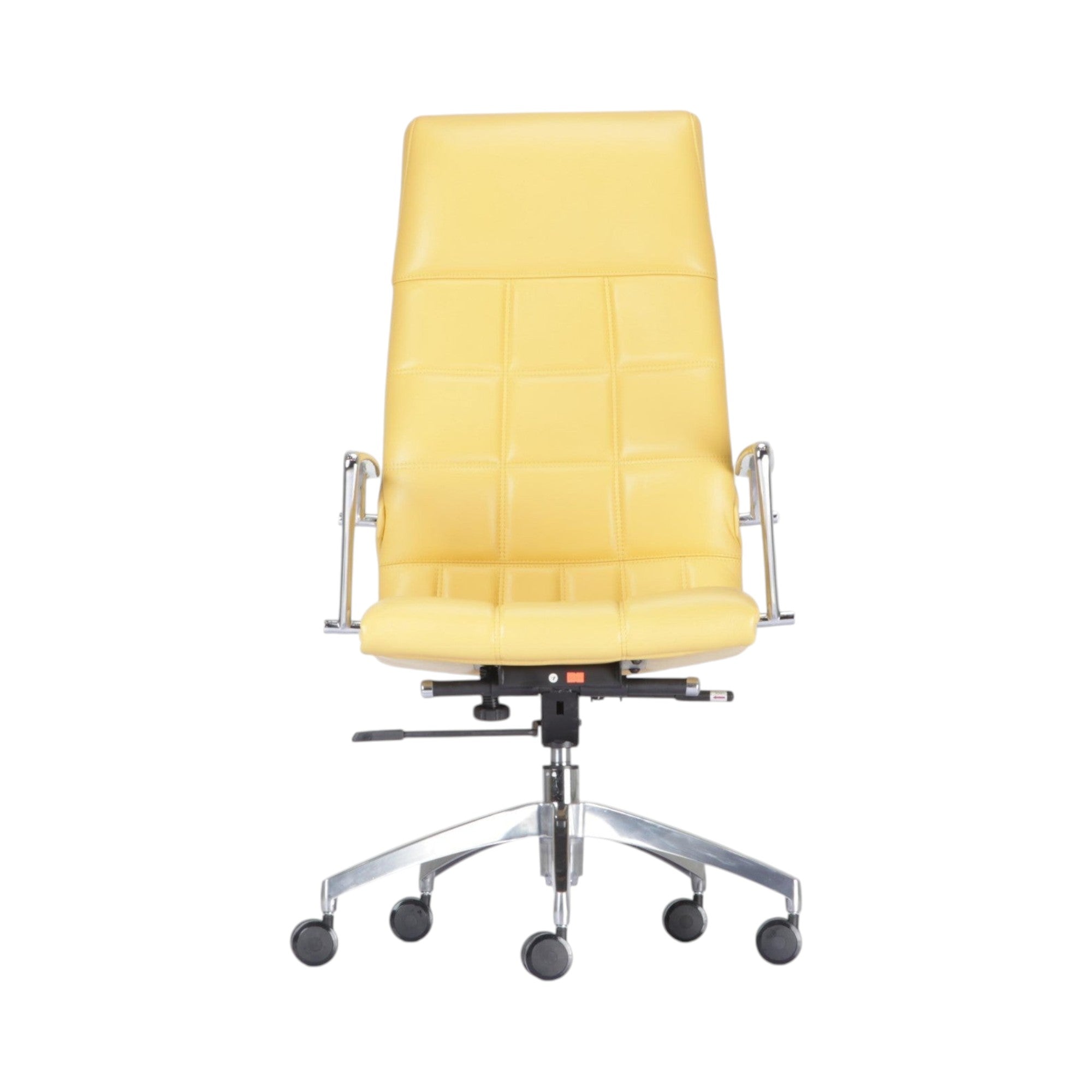Xiaoyaozuo office chair executive high back chair in vibrant yellow with chrome accents and plush cushioning.