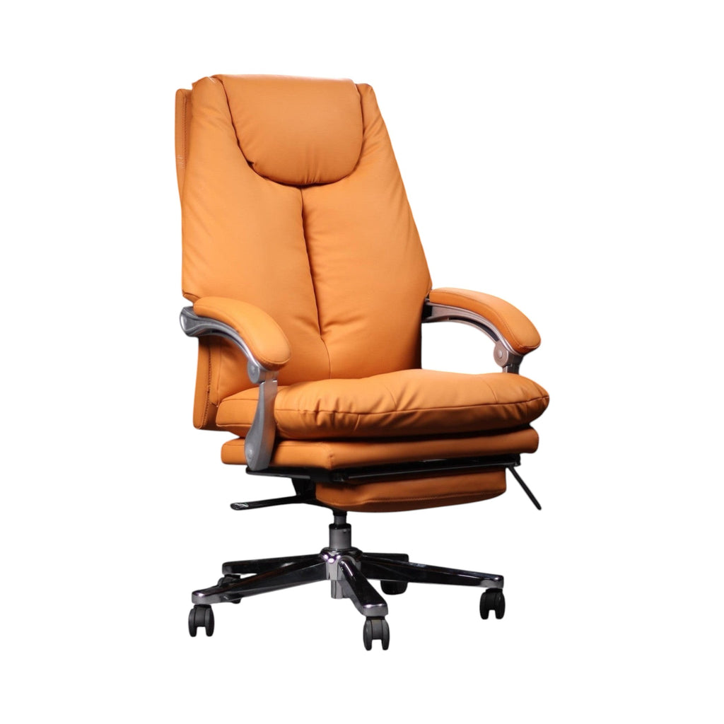 Xiaoyaozuo office chair executive PU leather orange ergonomic chair with footrest and casters