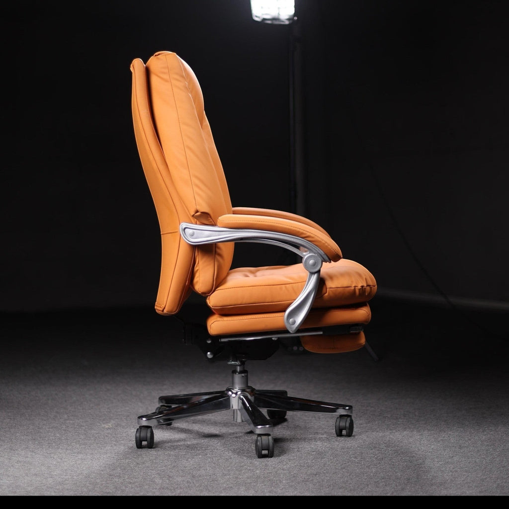 Xiaoyaozuo office chair executive PU leather orange ergonomic chair with footrest and casters