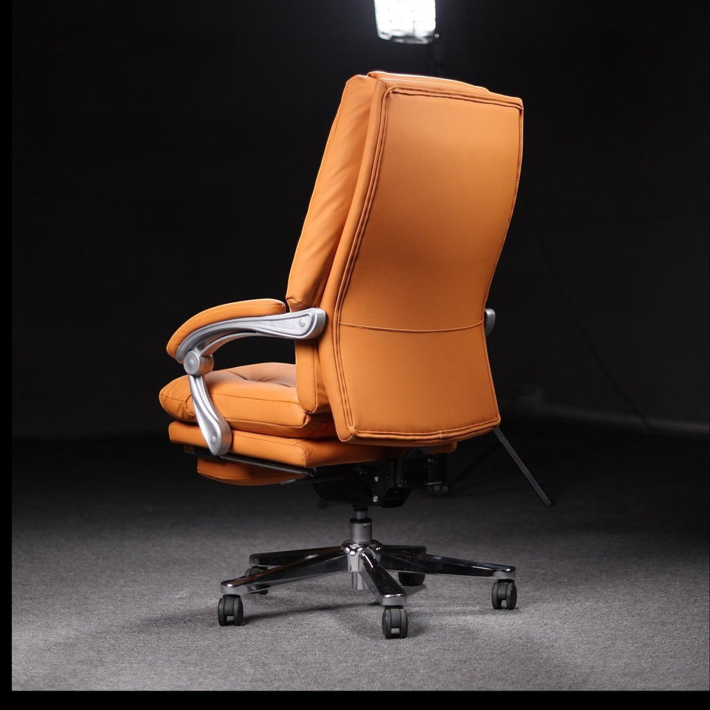 Xiaoyaozuo office chair executive PU leather orange ergonomic chair with footrest and casters
